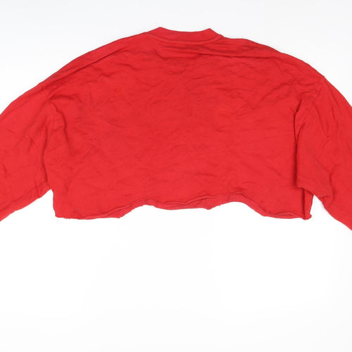 Zara Womens Red Cotton Pullover Sweatshirt Size S Pullover - Cropped, Sunset Chasers