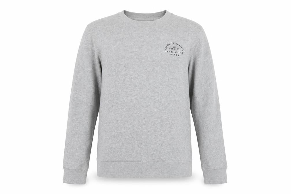 Front view of Jack Wills women’s grey cotton pullover sweatshirt, size UK 6, pullover - logo
