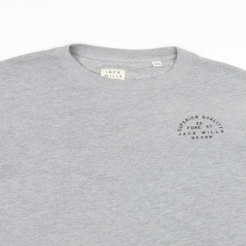 Jack Wills Womens Grey Cotton Pullover Sweatshirt Size 6 Pullover - Logo
