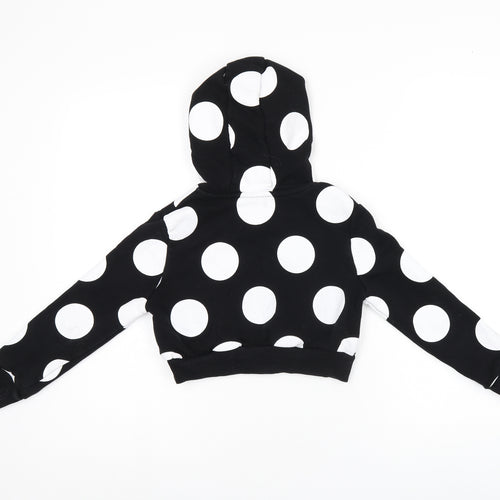 Hype Girls Black Polka Dot Cotton Pullover Hoodie Size 7-8 Years Pullover - Logo