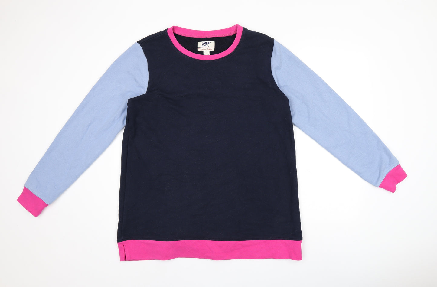 Lands' End Womens Blue Cotton Pullover Sweatshirt Size L Pullover