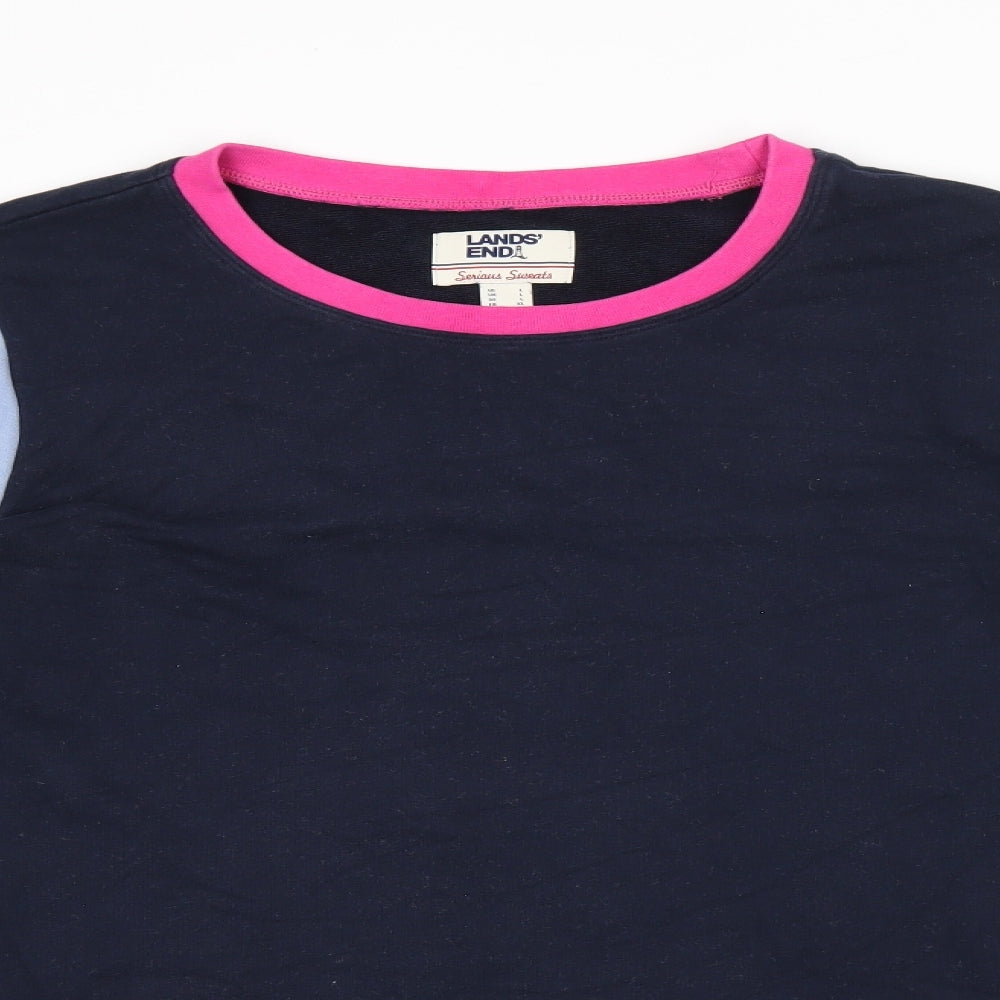 Lands' End Womens Blue Cotton Pullover Sweatshirt Size L Pullover