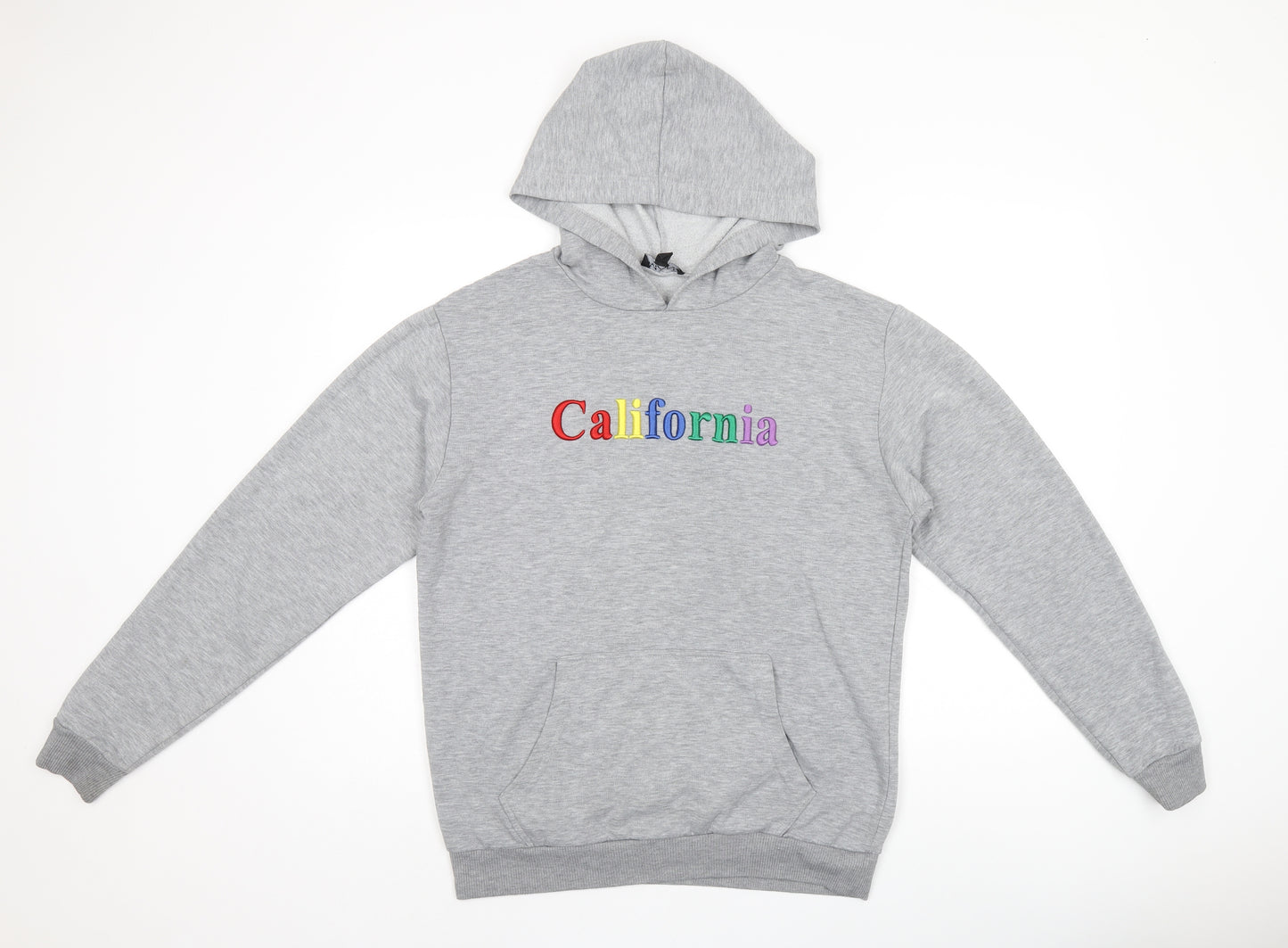 Boohoo Mens Grey Cotton Pullover Hoodie Size M - California