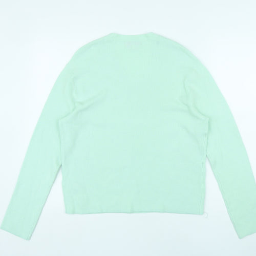 Marks and Spencer Womens Green V-Neck Viscose Pullover Jumper Size S