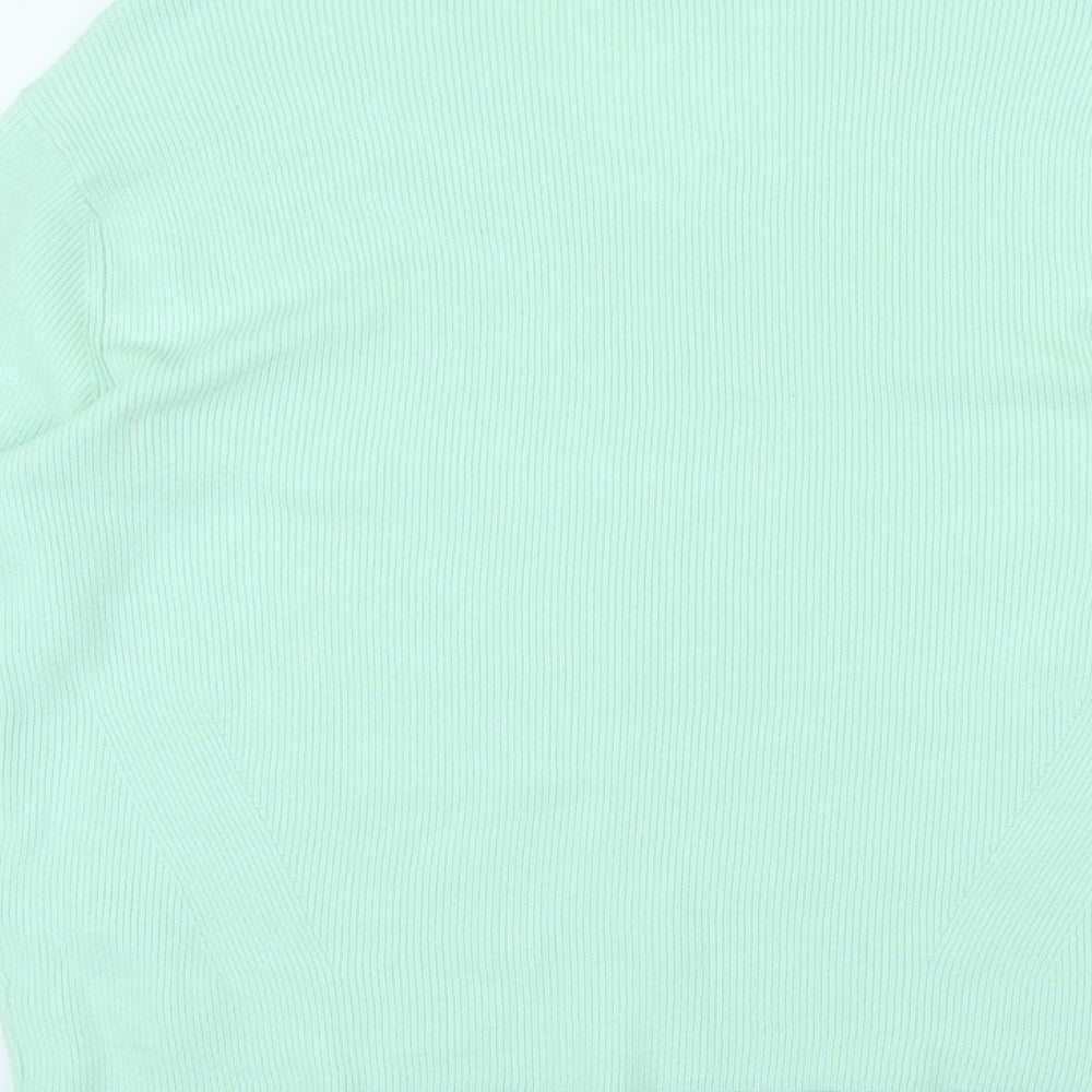 Marks and Spencer Womens Green V-Neck Viscose Pullover Jumper Size S