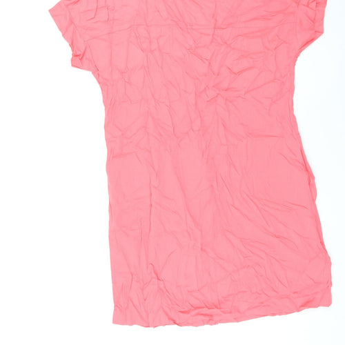 Marks and Spencer Womens Pink Viscose Shirt Dress Size 12 Round Neck Pullover