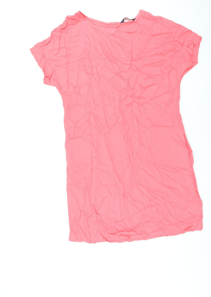 Marks and Spencer Womens Pink Viscose Shirt Dress Size 12 Round Neck Pullover