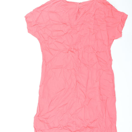 Marks and Spencer Womens Pink Viscose Shirt Dress Size 12 Round Neck Pullover