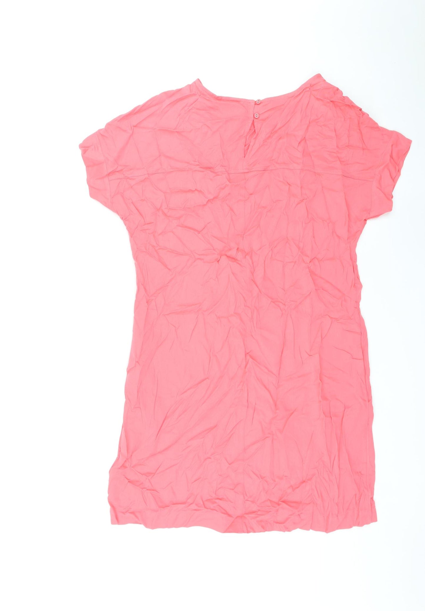 Marks and Spencer Womens Pink Viscose Shirt Dress Size 12 Round Neck Pullover