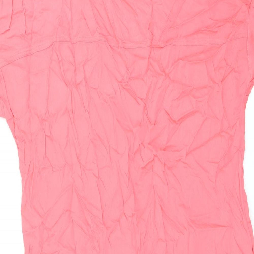 Marks and Spencer Womens Pink Viscose Shirt Dress Size 12 Round Neck Pullover