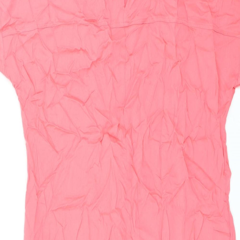 Marks and Spencer Womens Pink Viscose Shirt Dress Size 12 Round Neck Pullover