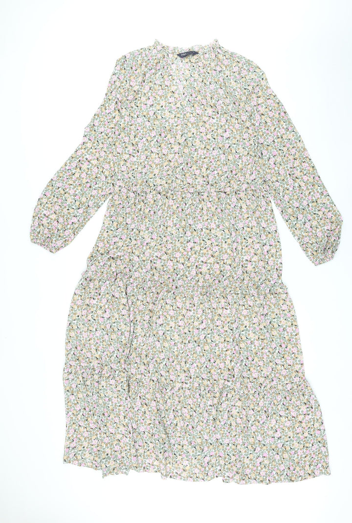 Marks and Spencer Womens Multicoloured Floral Polyester Maxi Size 8 Mock Neck Pullover
