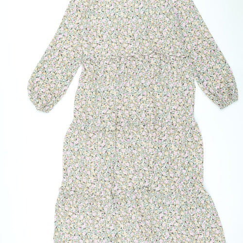Marks and Spencer Womens Multicoloured Floral Polyester Maxi Size 8 Mock Neck Pullover