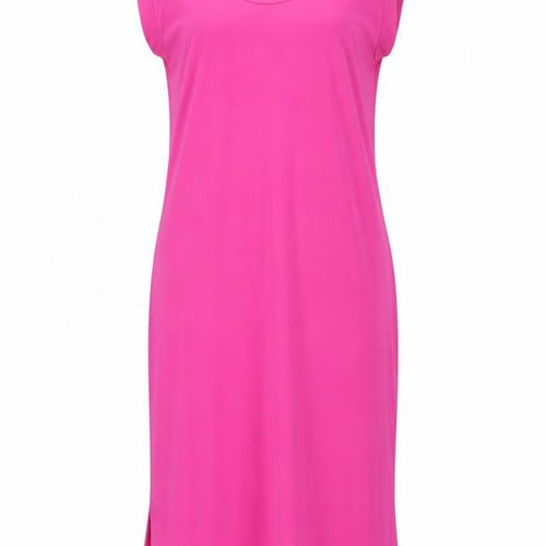 Marks and Spencer Womens Pink Polyester T-Shirt Dress Size 10 Scoop Neck Pullover - Side Slits