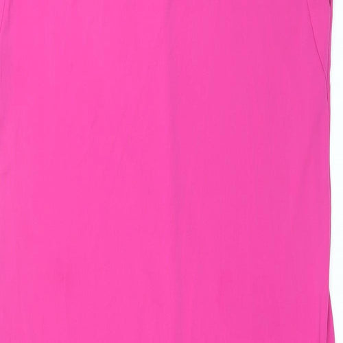 Marks and Spencer Womens Pink Polyester T-Shirt Dress Size 10 Scoop Neck Pullover - Side Slits