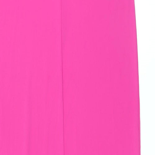 Marks and Spencer Womens Pink Polyester T-Shirt Dress Size 10 Scoop Neck Pullover - Side Slits
