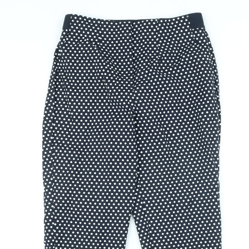 Marks and Spencer Womens Black Polka Dot Cotton Trousers Size 10 L26 in Regular Zip