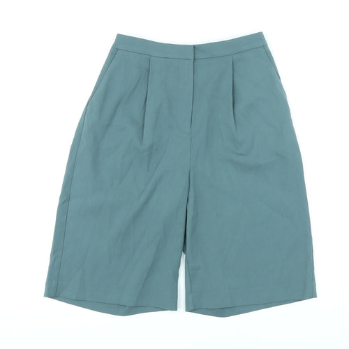 Marks and Spencer Womens Green Polyester Paperbag Shorts Size 6 L9 in Regular Zip