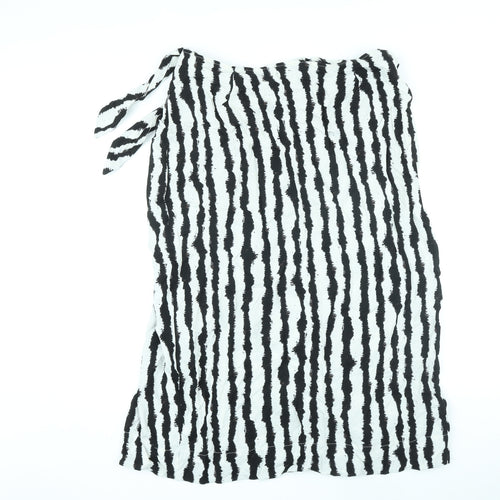 Marks and Spencer Womens Black Geometric Viscose Wrap Skirt Size 18 Tie