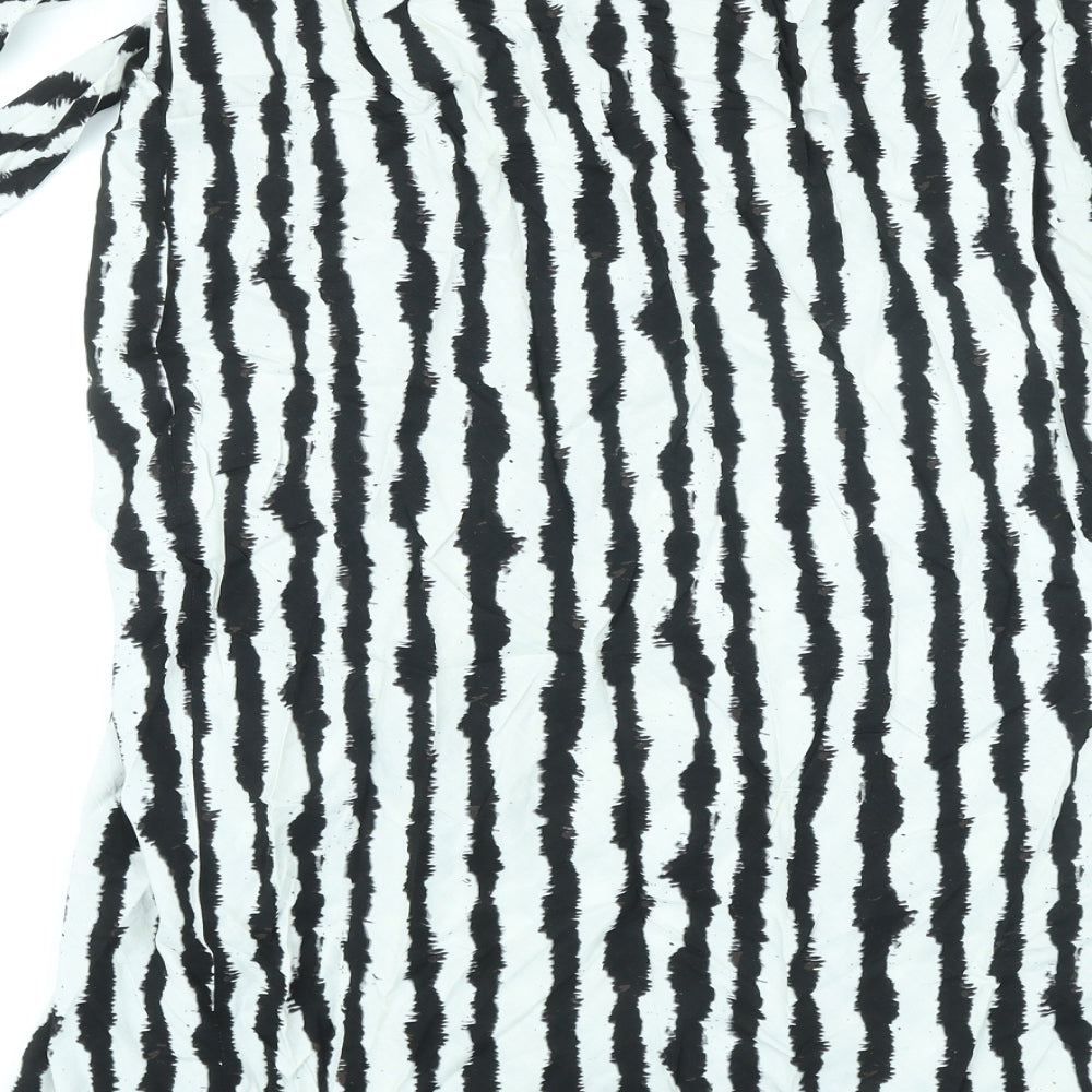Marks and Spencer Womens Black Geometric Viscose Wrap Skirt Size 18 Tie