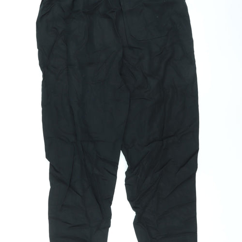 Marks and Spencer Womens Black Lyocell Carrot Trousers Size 16 L25 in Regular Zip - Belted