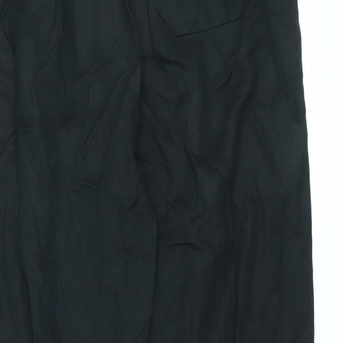 Marks and Spencer Womens Black Lyocell Carrot Trousers Size 16 L25 in Regular Zip - Belted
