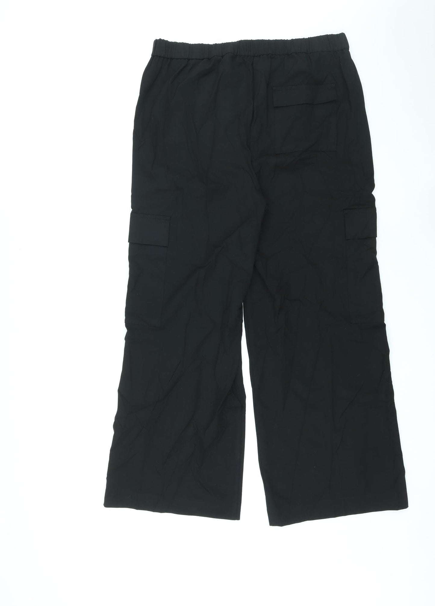 Marks and Spencer Womens Black Polyester Cargo Trousers Size 16 L28 in Regular