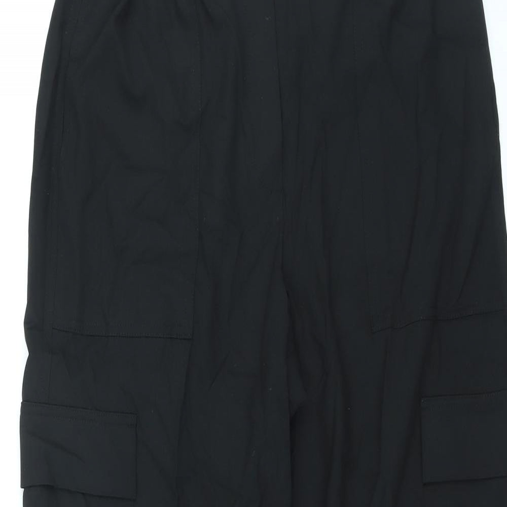 Marks and Spencer Womens Black Polyester Cargo Trousers Size 16 L28 in Regular