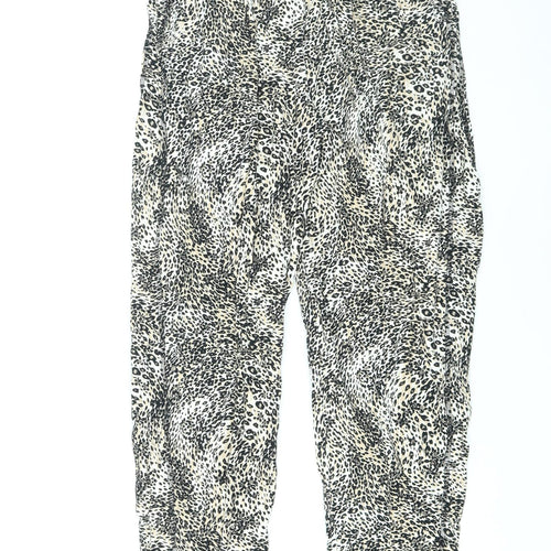 Marks and Spencer Womens Brown Animal Print Viscose Sweatpants Trousers Size 8 L27 in Regular - Leopard Print