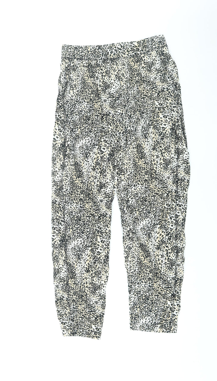 Marks and Spencer Womens Brown Animal Print Viscose Sweatpants Trousers Size 8 L27 in Regular - Leopard Print
