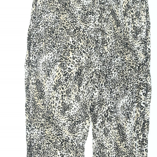 Marks and Spencer Womens Brown Animal Print Viscose Sweatpants Trousers Size 8 L27 in Regular - Leopard Print