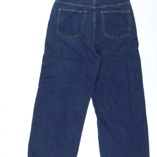 Marks and Spencer Womens Blue Cotton Straight Jeans Size 14 L25 in Regular Zip