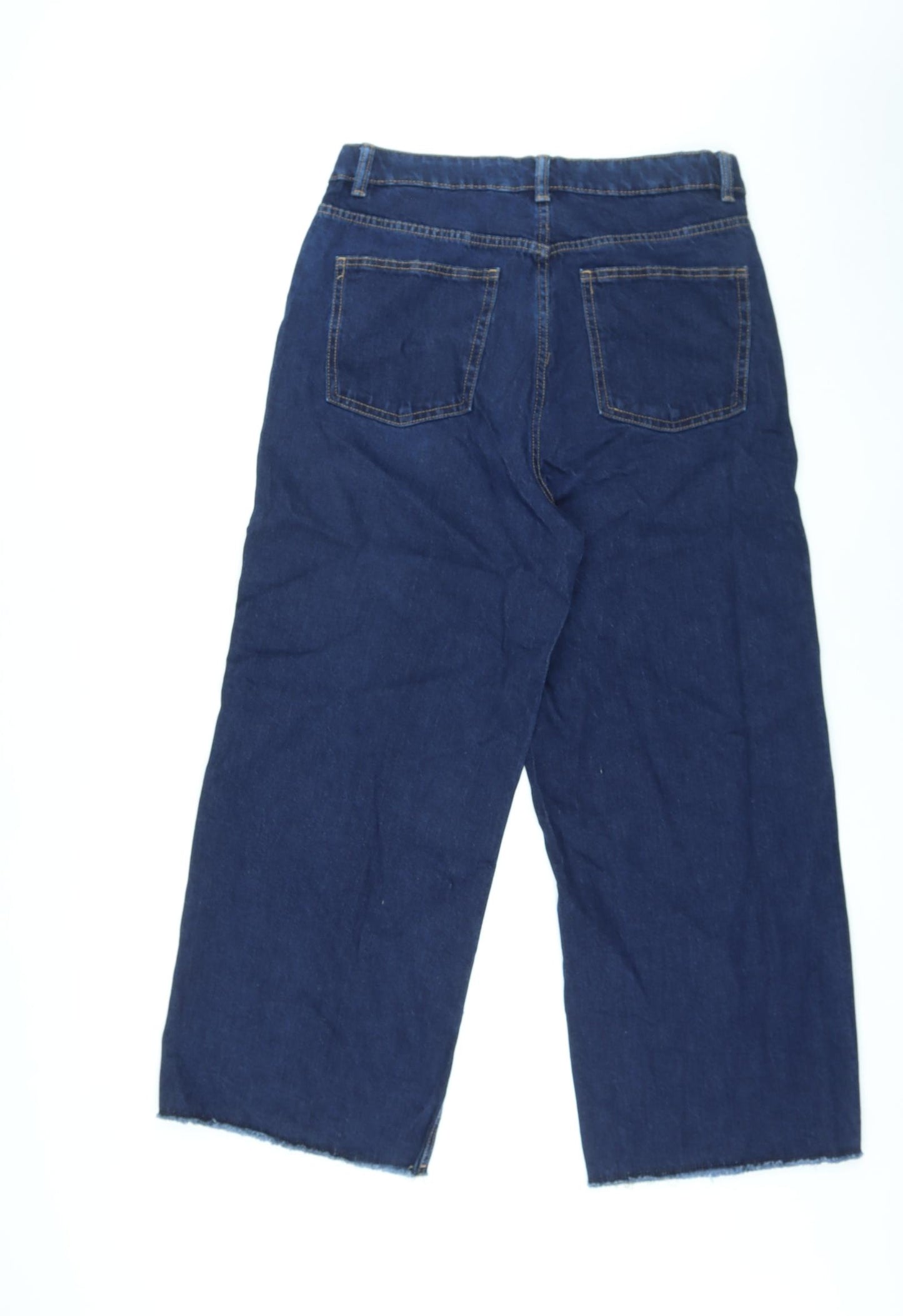 Marks and Spencer Womens Blue Cotton Straight Jeans Size 14 L25 in Regular Zip