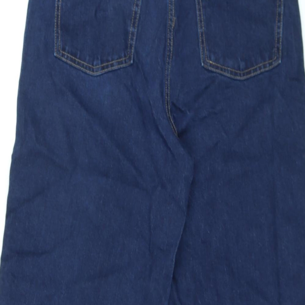 Marks and Spencer Womens Blue Cotton Straight Jeans Size 14 L25 in Regular Zip