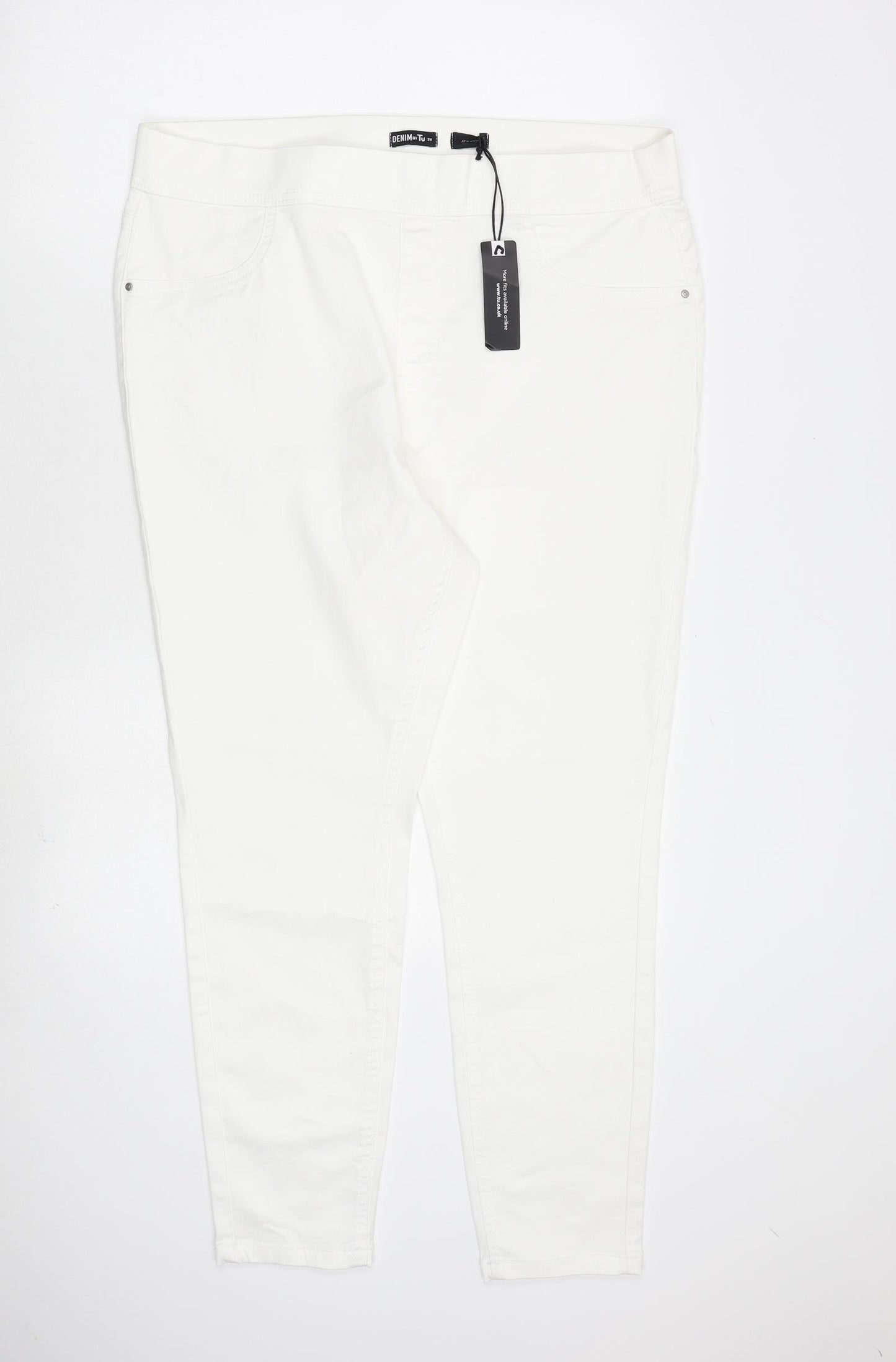 TU Womens White Cotton Jegging Jeans Size 20 L29 in Regular