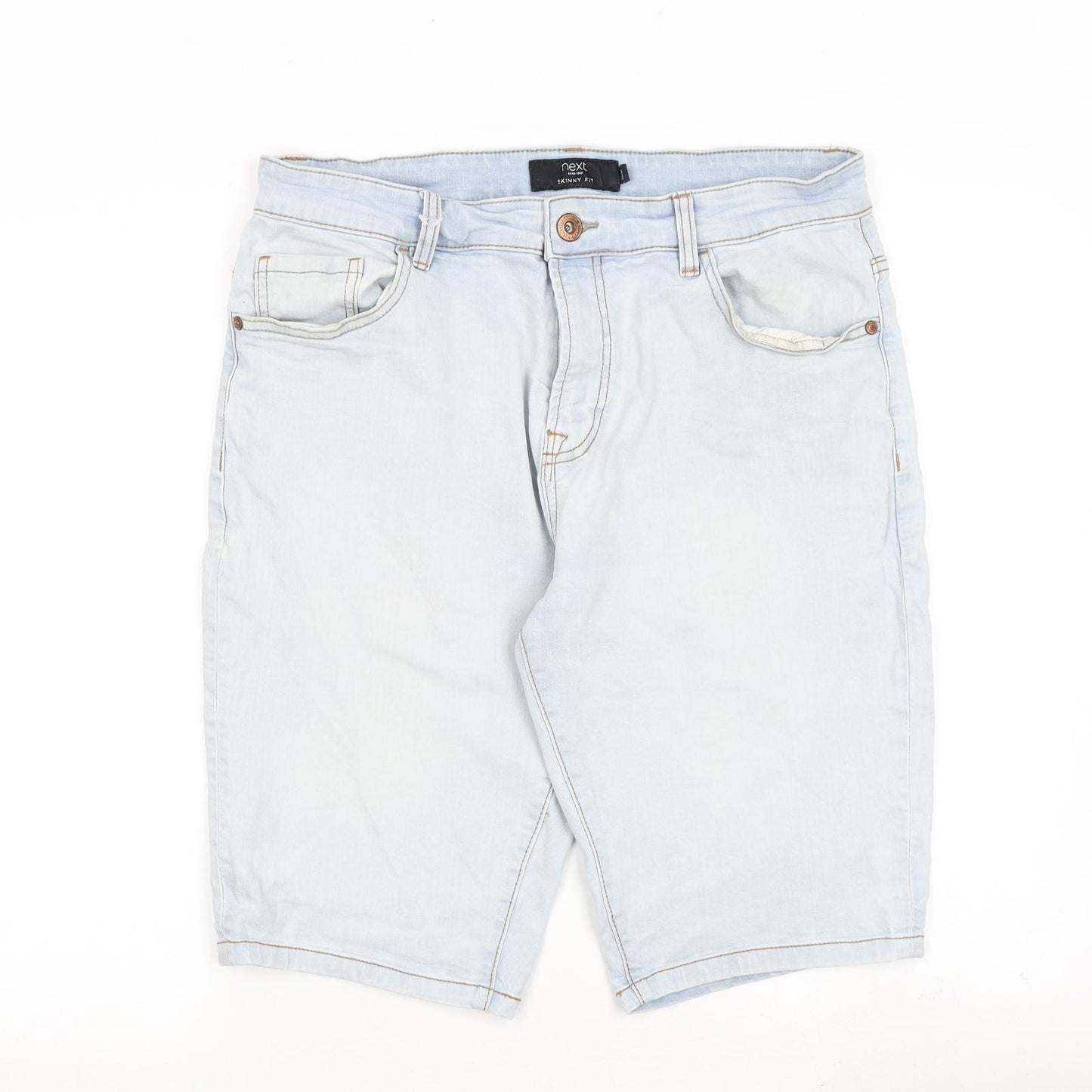 NEXT Mens Blue Cotton Bermuda Shorts Size 36 in L12 in Relaxed Zip