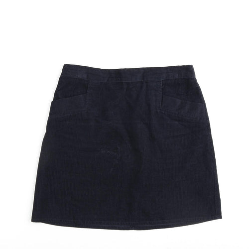 Oasis Womens Blue Cotton A-Line Skirt Size 10 Zip