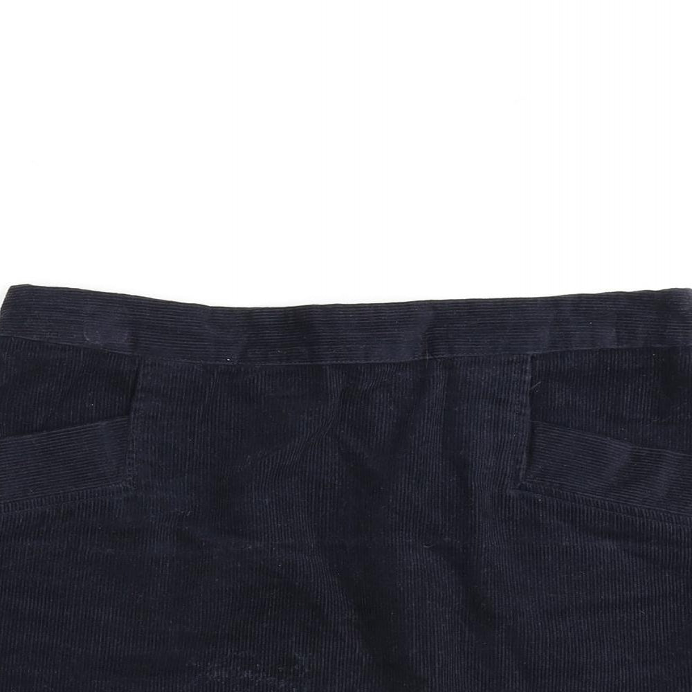 Oasis Womens Blue Cotton A-Line Skirt Size 10 Zip