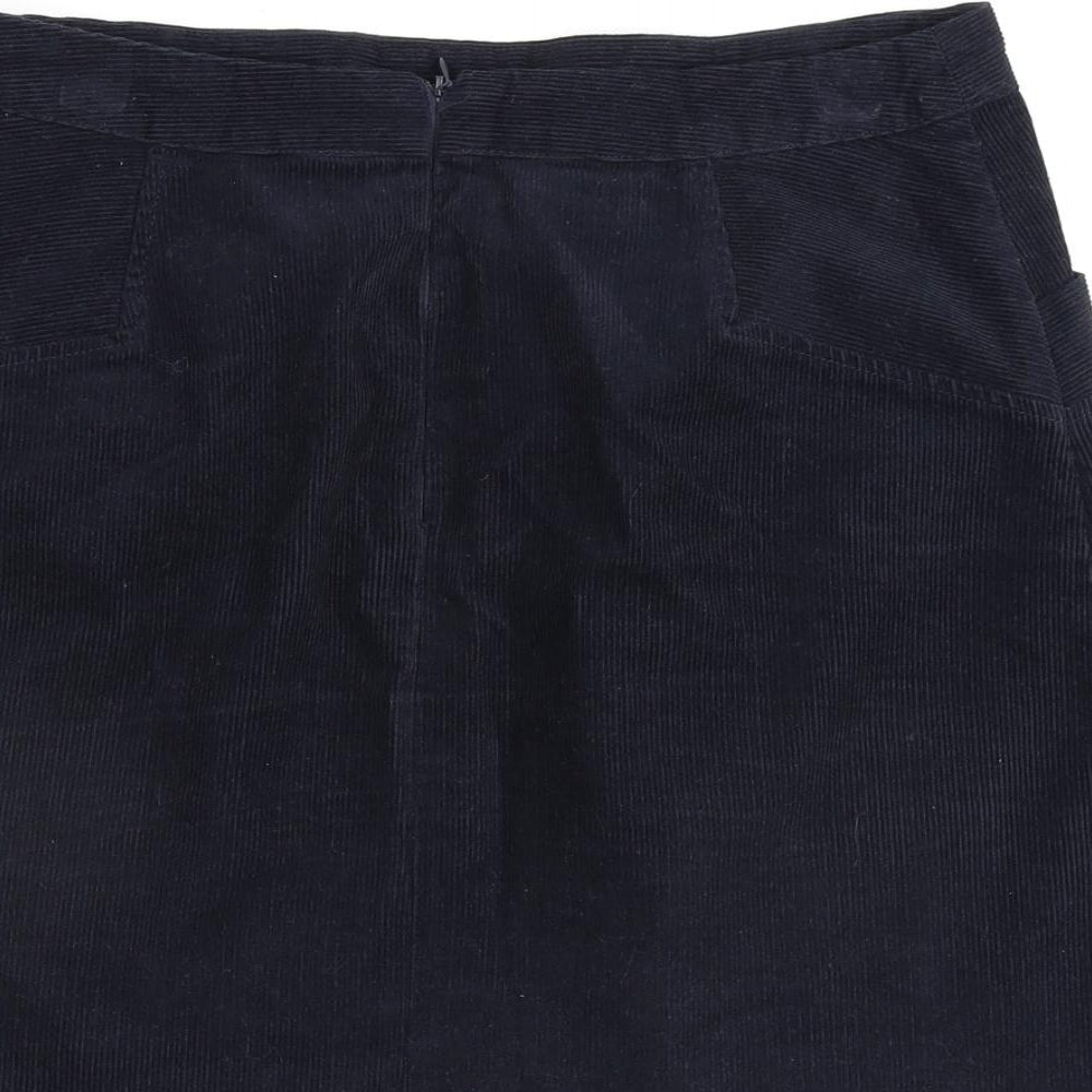 Oasis Womens Blue Cotton A-Line Skirt Size 10 Zip