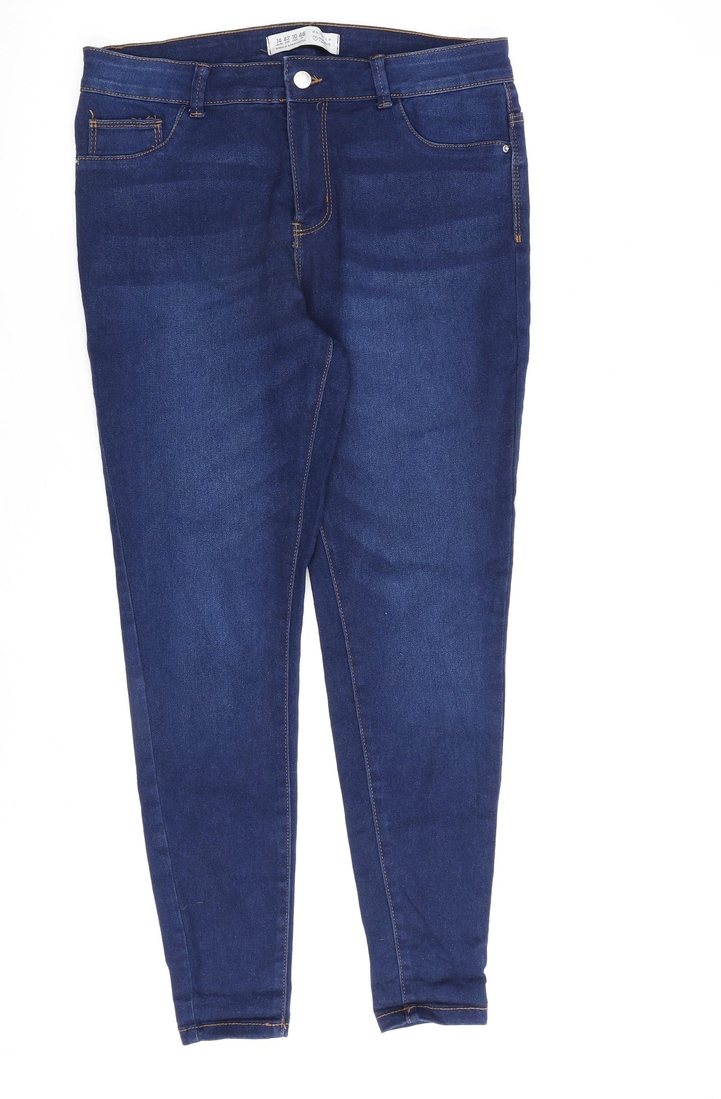 Denim & Co. Womens Blue Cotton Skinny Jeans Size 14 L29 in Regular Zip