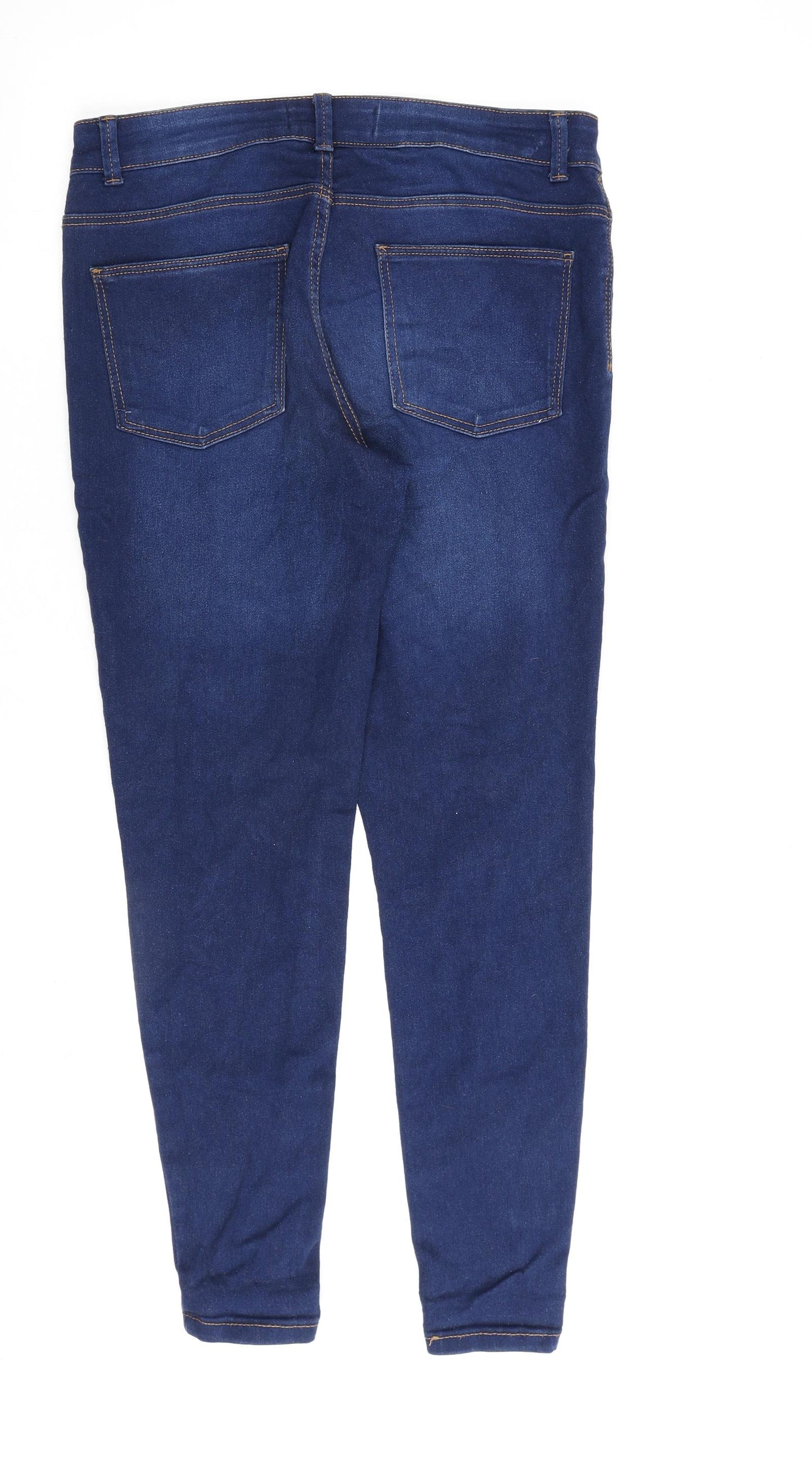 Denim & Co. Womens Blue Cotton Skinny Jeans Size 14 L29 in Regular Zip