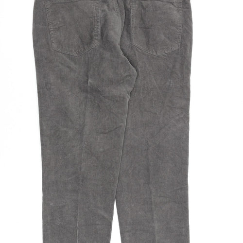 TU Mens Grey Cotton Trousers Size 34 in L30 in Regular Zip