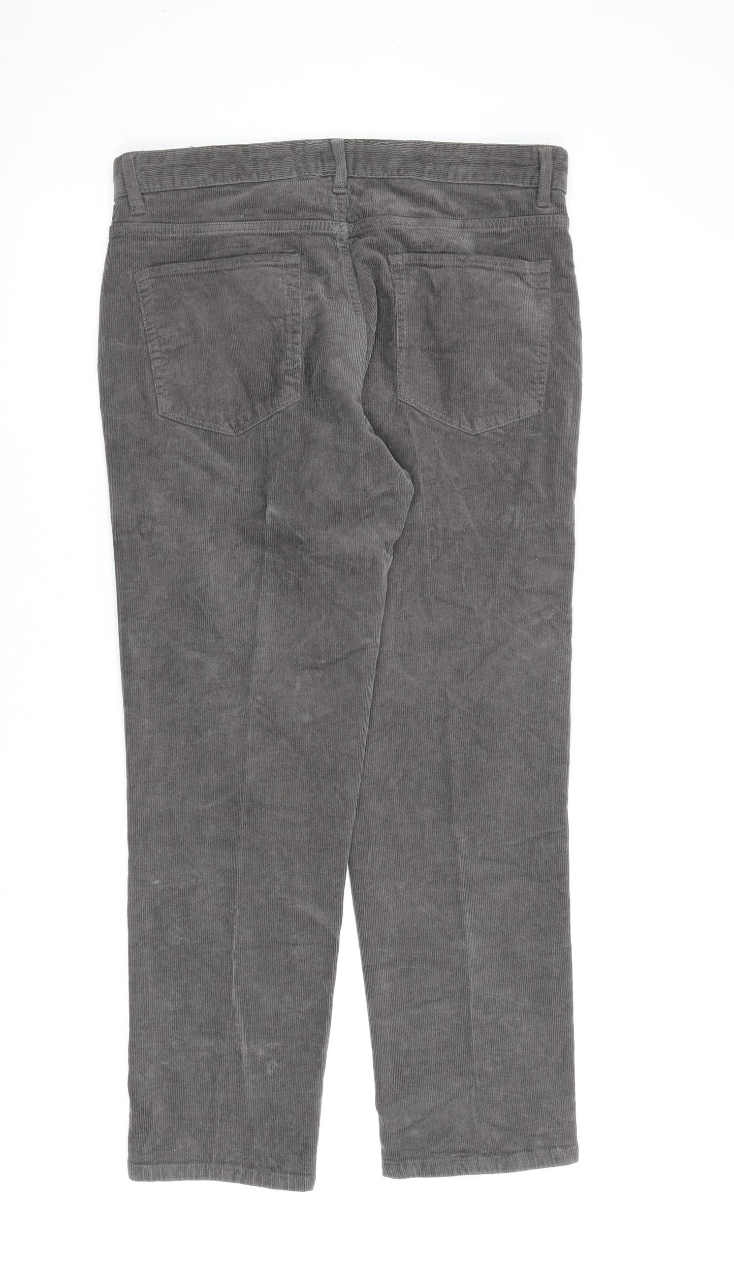 TU Mens Grey Cotton Trousers Size 34 in L30 in Regular Zip