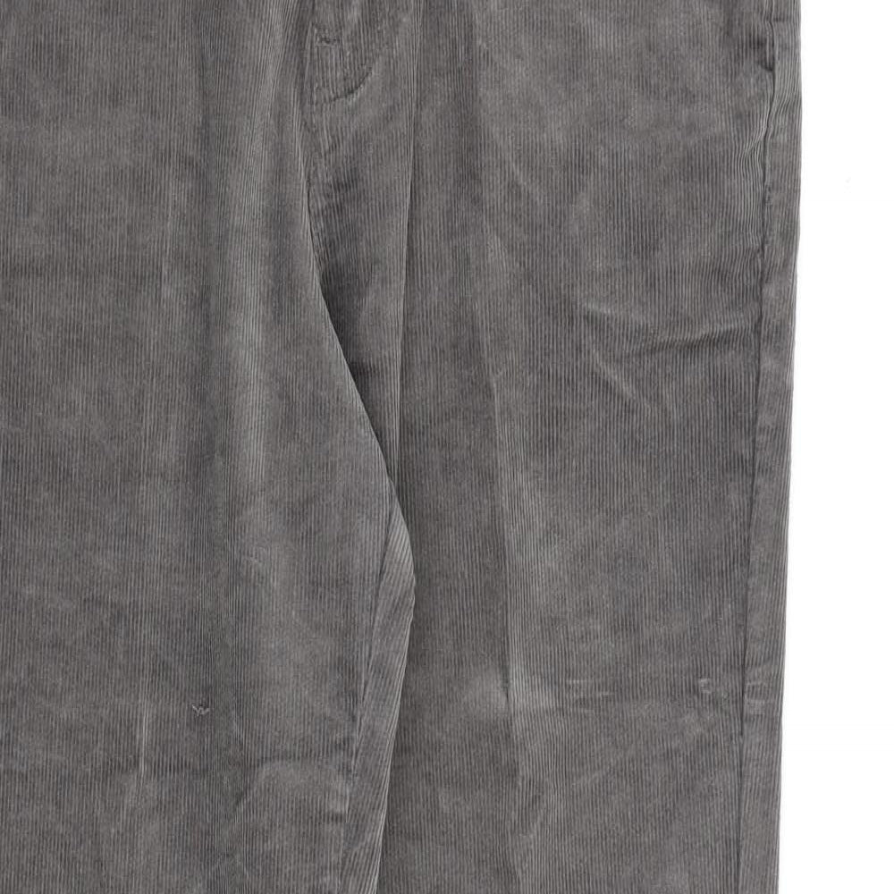 TU Mens Grey Cotton Trousers Size 34 in L30 in Regular Zip