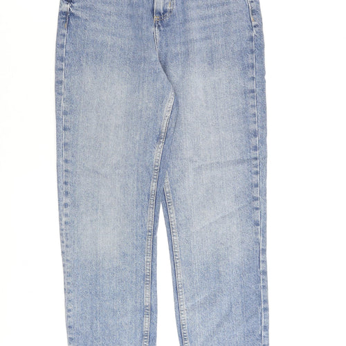 Miss Selfridge Womens Blue Cotton Straight Jeans Size 4 L26 in Regular Zip