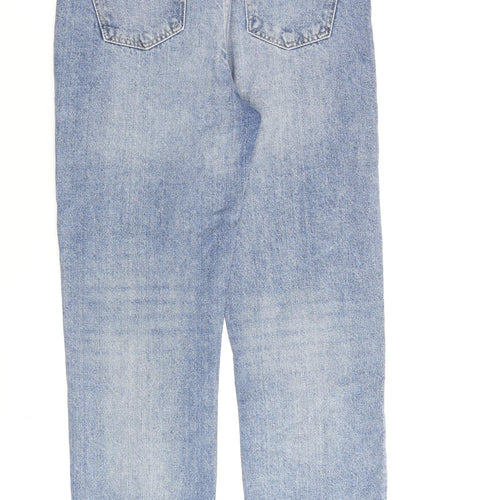 Miss Selfridge Womens Blue Cotton Straight Jeans Size 4 L26 in Regular Zip