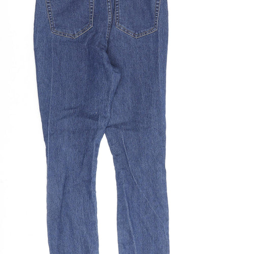 Boohoo Womens Blue Cotton Straight Jeans Size 6 L26 in Regular Zip
