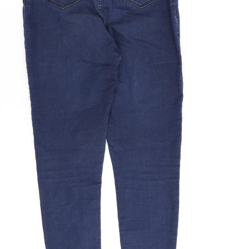 Marks and Spencer Womens Blue Cotton Skinny Jeans Size 12 L27 in Regular Zip