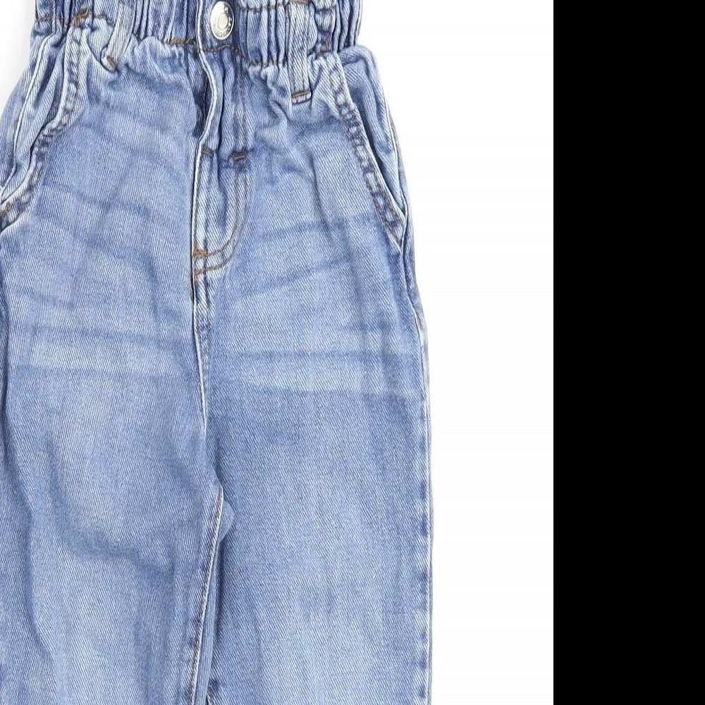 Denim & Co. Girls Blue Cotton Straight Jeans Size 2-3 Years Regular Zip
