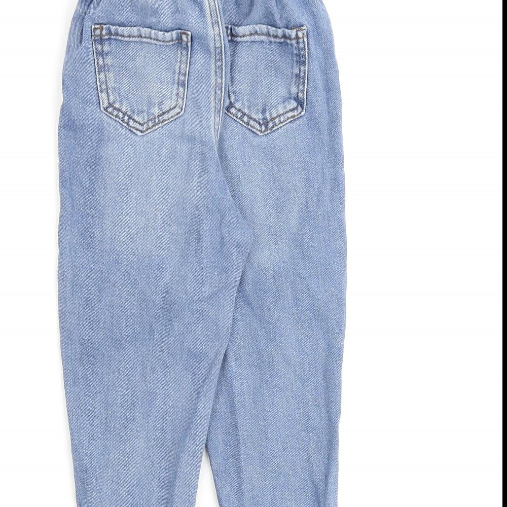 Denim & Co. Girls Blue Cotton Straight Jeans Size 2-3 Years Regular Zip